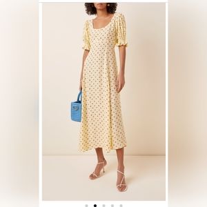 Faithfull The Brand Linnie Floral Print Crepe Dress NWT Size 4 S